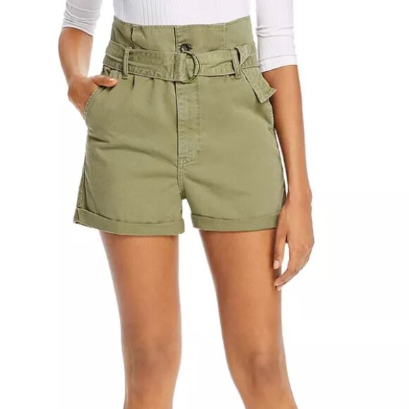 Frame Safari Belted Shorts Women's 27 Olive Green High Rise Utility Cuffed - Picture 1 of 10